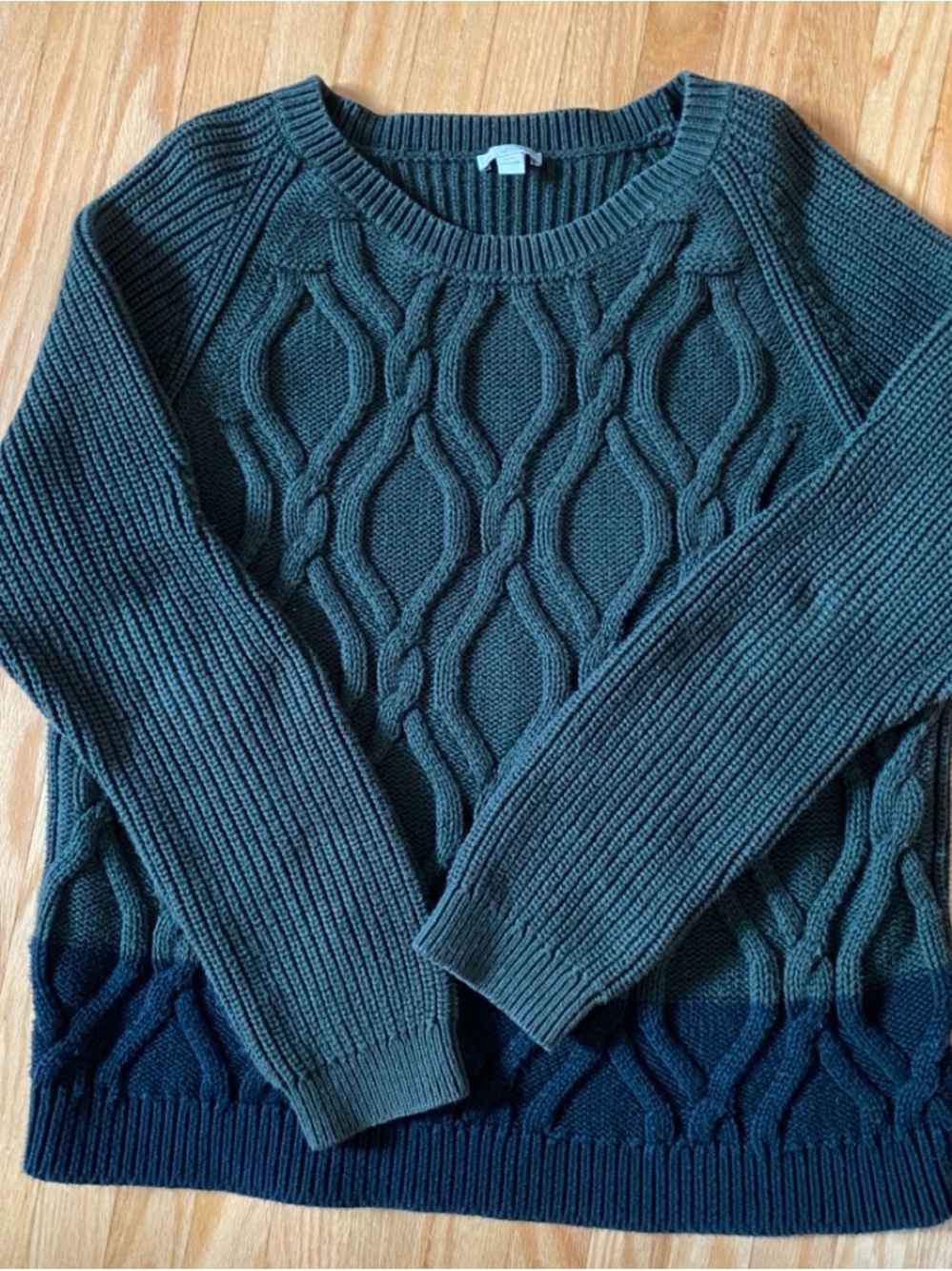 GAP Women's Cable Knit Ombre Crew Sweater - Teal to Navy